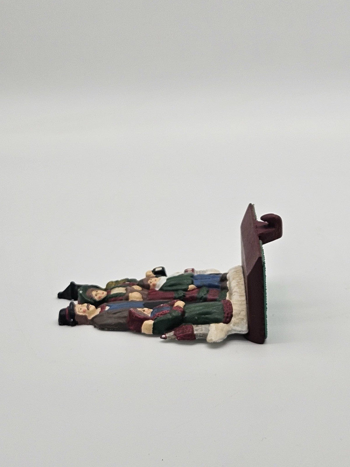 Vintage Christmas Carolers Stocking Holder Mantle Hook Cast Resin