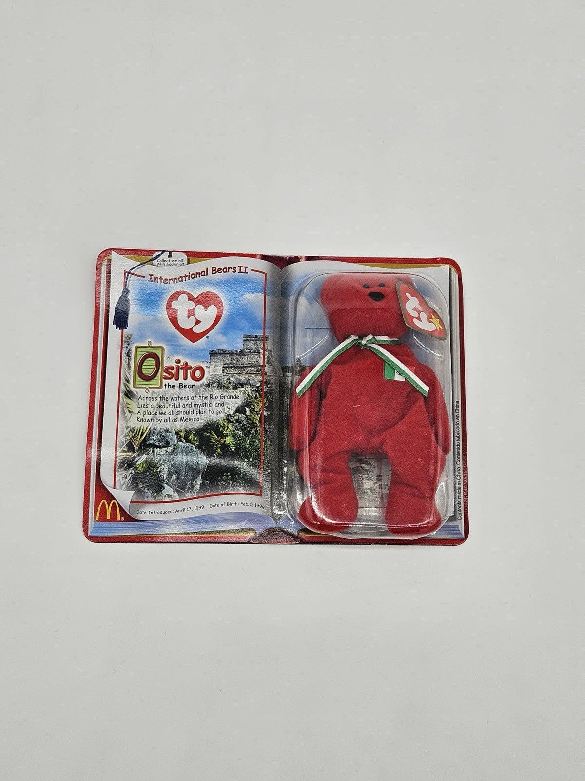 TY International Bear II Osito The Bear Mexico Teenie Beanie Baby 2000 McDonald