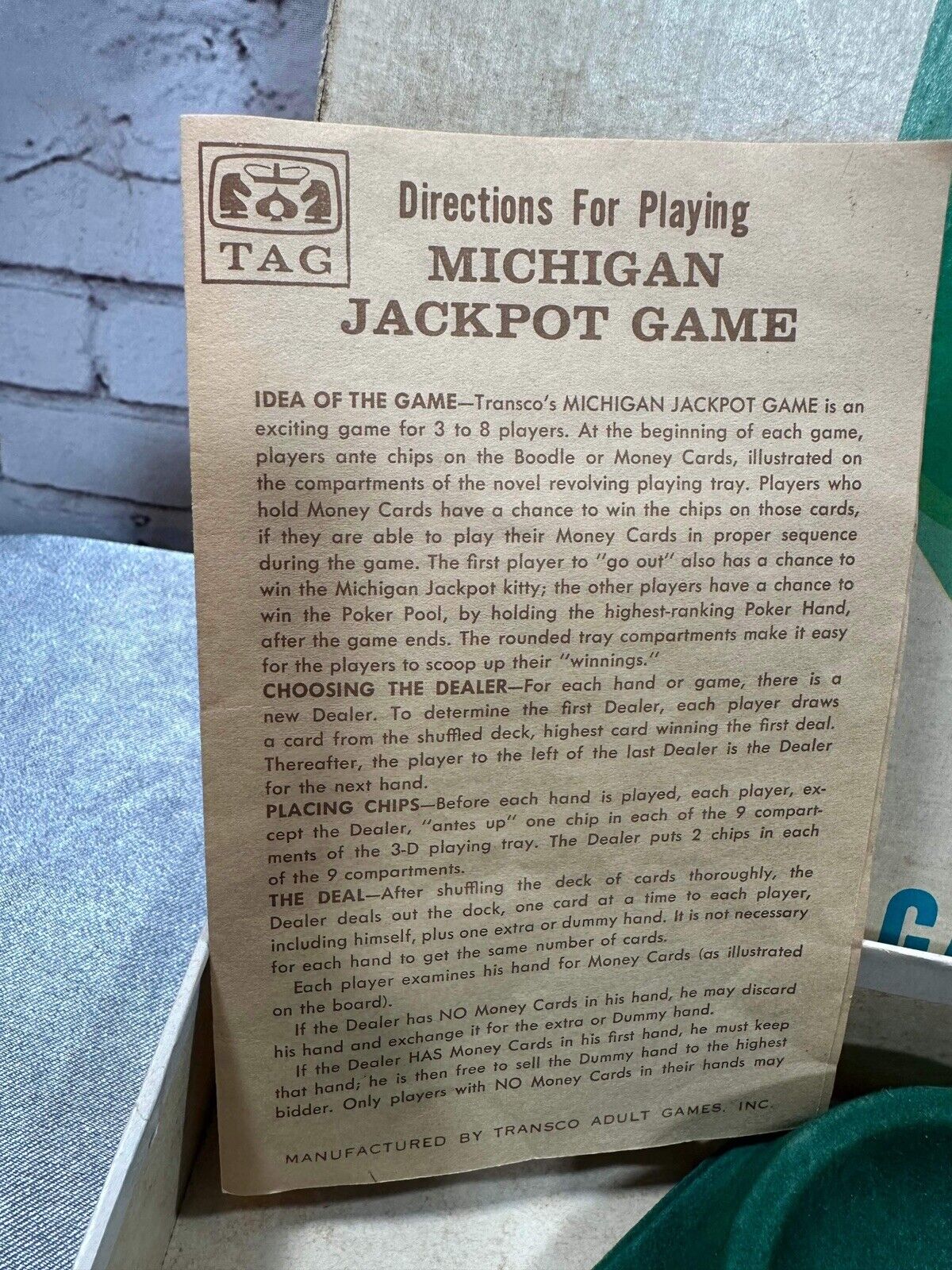1960's Michigan Jackpot Game - VTG Gambling by Tag Poker Chips