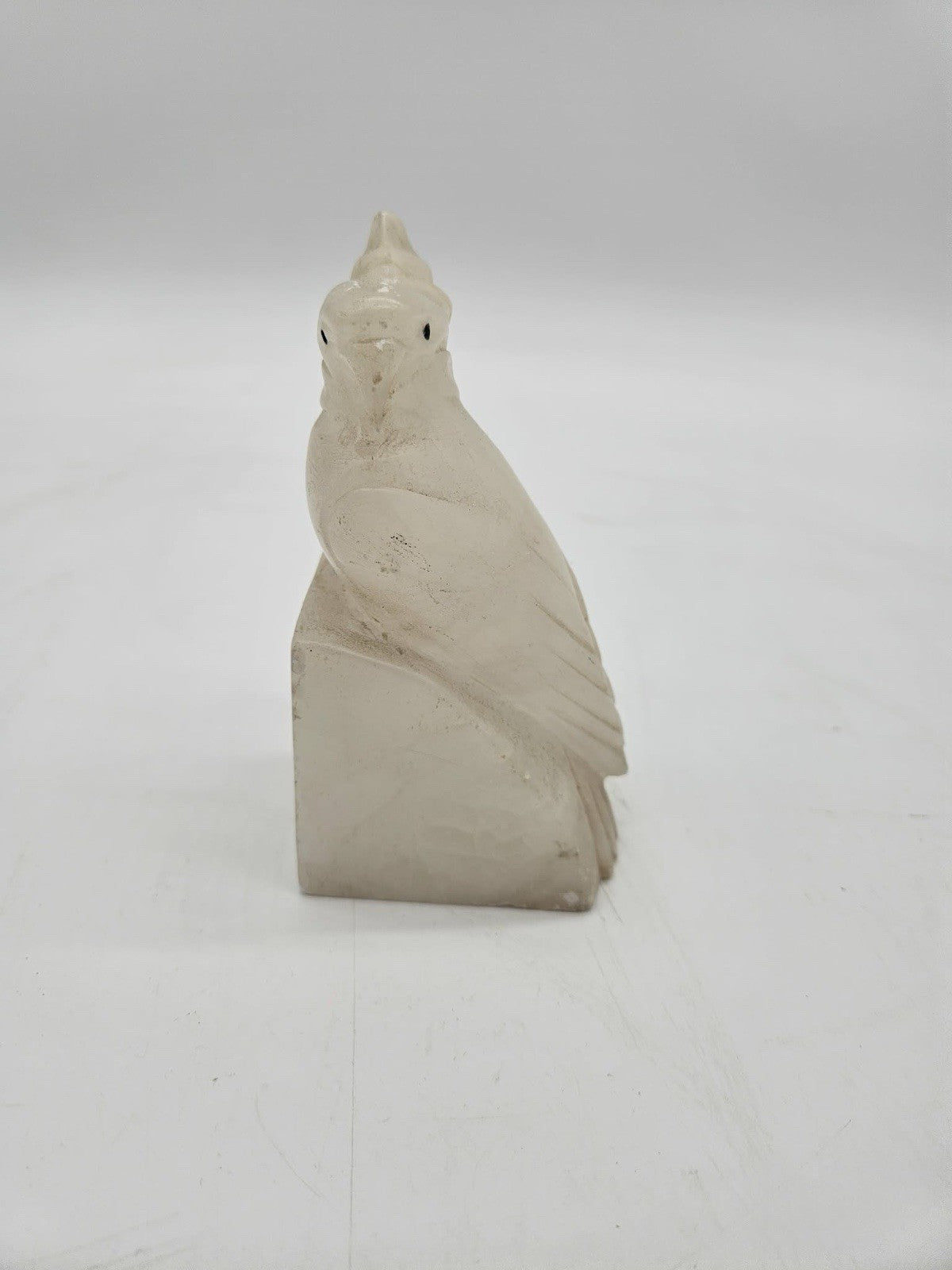 Vintage Carved Alabaster Cockatoo Parrot Figurine Statue