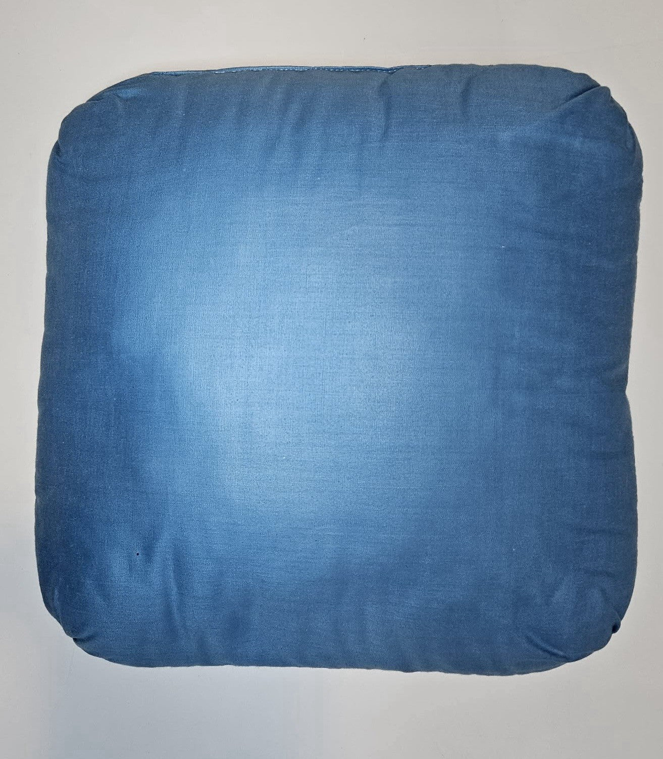 Blue Accent Pillow with White Lace Doily Appliqué 15x15