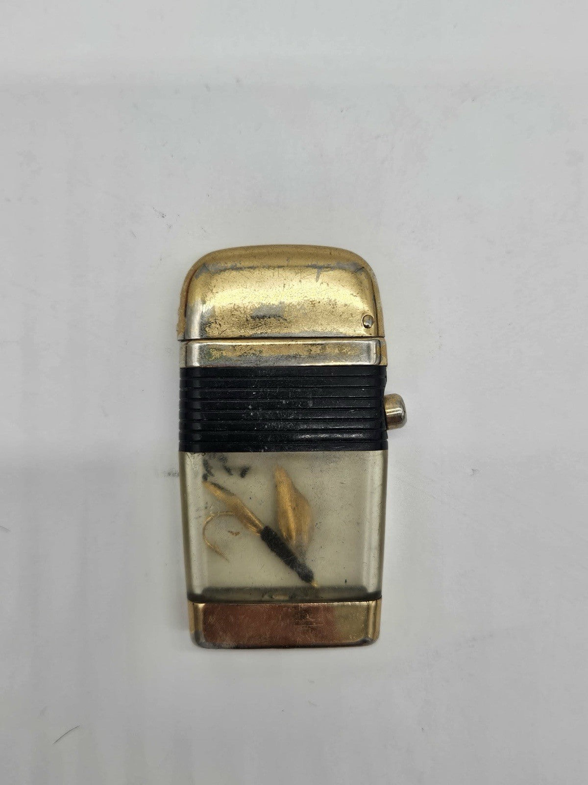Vintage Scripto Vu Fishing Lure Black Band Cigarette Lighter