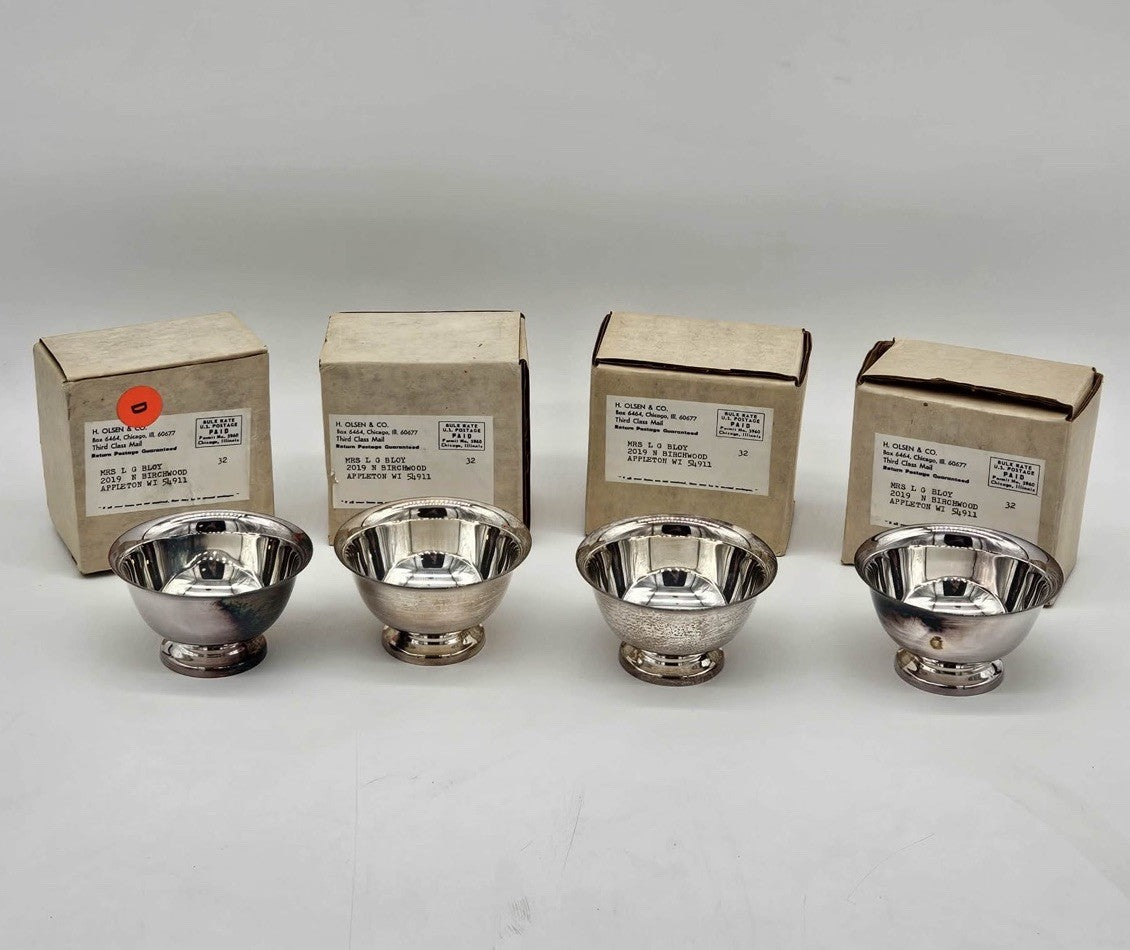Vintage Reed & Barton 3.5” Silverplate Footed Bowls Paul Revere Design Set of 4