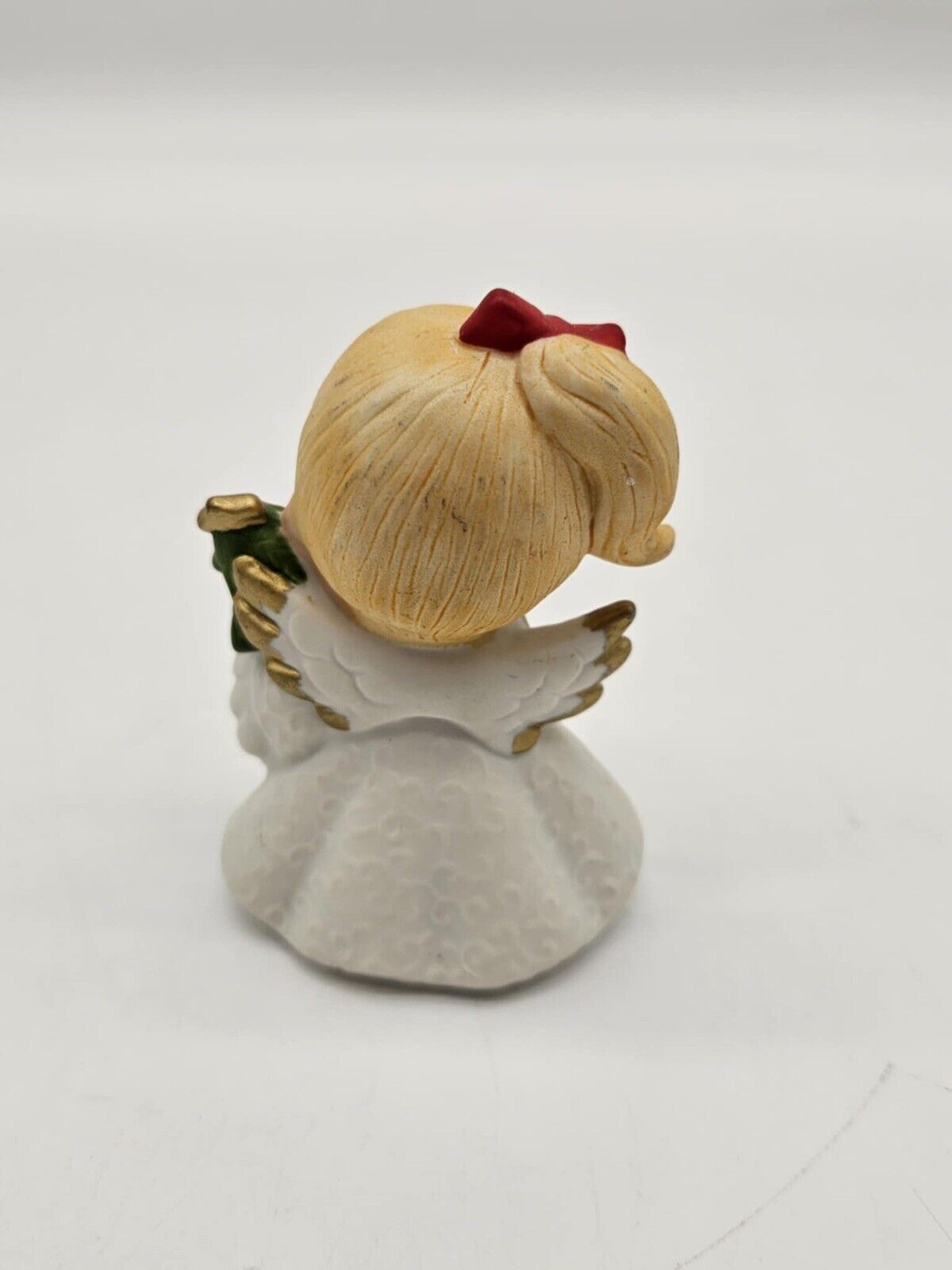 Vintage Small Cute Ceramic Angel Figurine Holding Christmas Tree Holiday