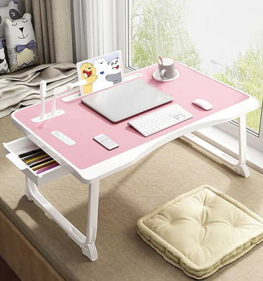 Portable Lap Desk Bed Table Tray, Laptop Stand with Cup Holder & Tablet Slot