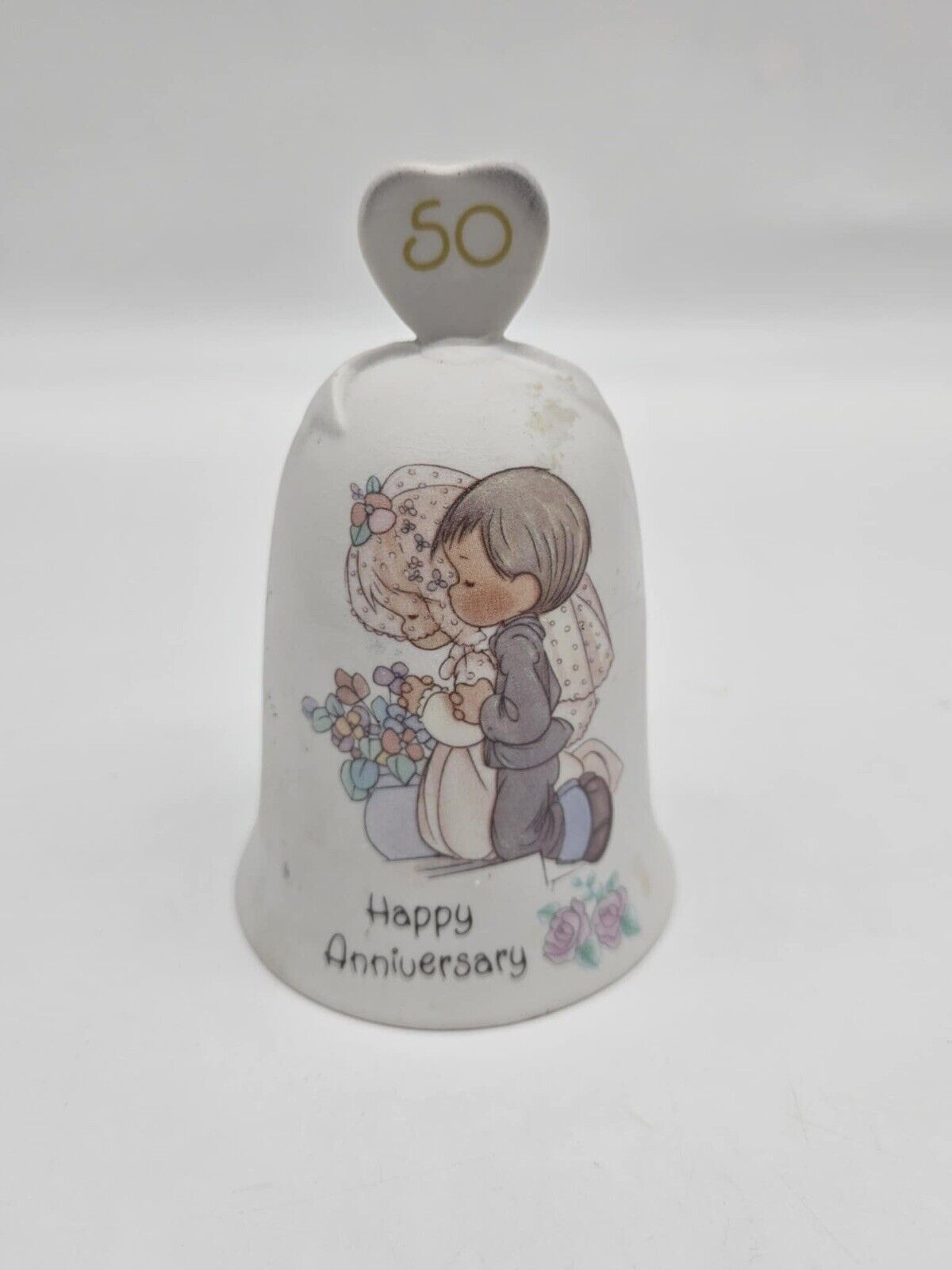 Vintage Enesco Precious Moments Bell 50th Wedding Anniversary Couple Love 1989