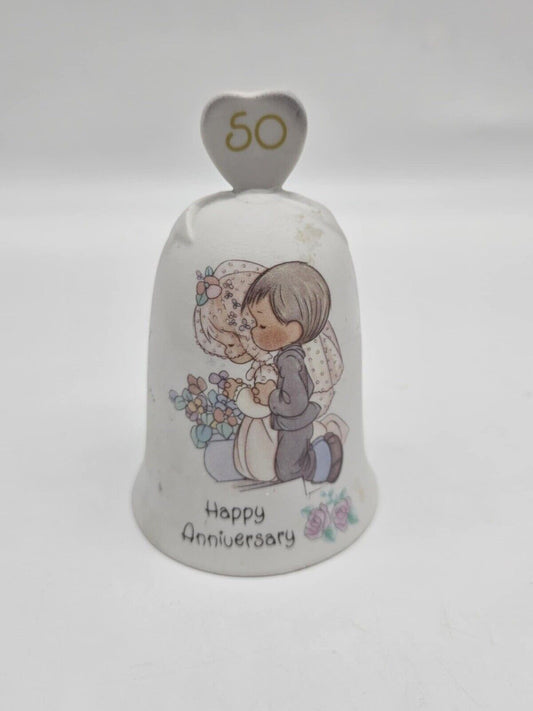 Vintage Enesco Precious Moments Bell 50th Wedding Anniversary Couple Love 1989