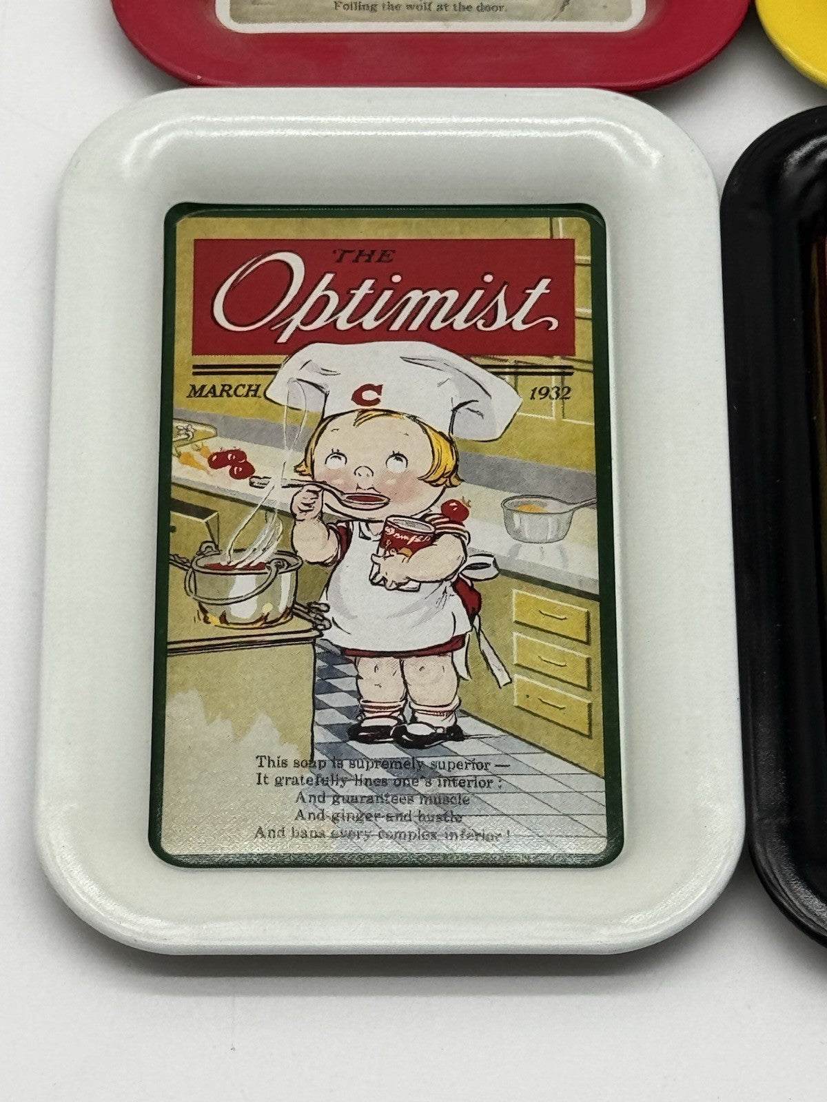 Lot of 6 Vintage Campbell Soup The Optomist Coin Trays
