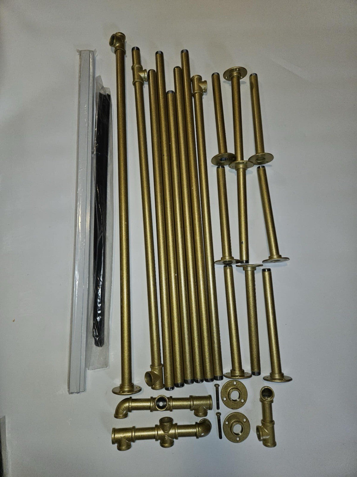Gold Industrial Pipe Kit for Wall-Mounted Rack or Shelf Installation