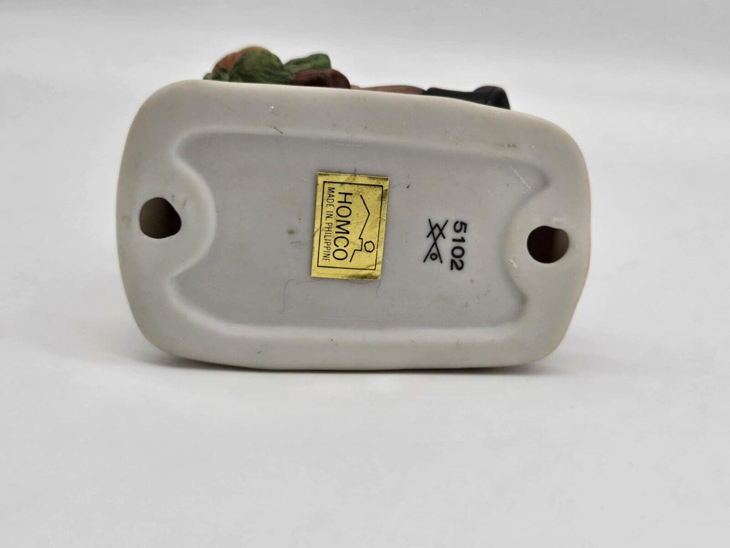 Vintage Homco #5102 Christmas Teddy Bears Riding Sled w/ tree