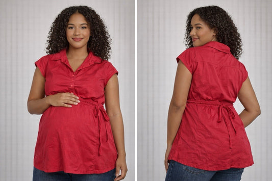 Announcements Maternity Red Cap Sleeve Tunic Top Size L