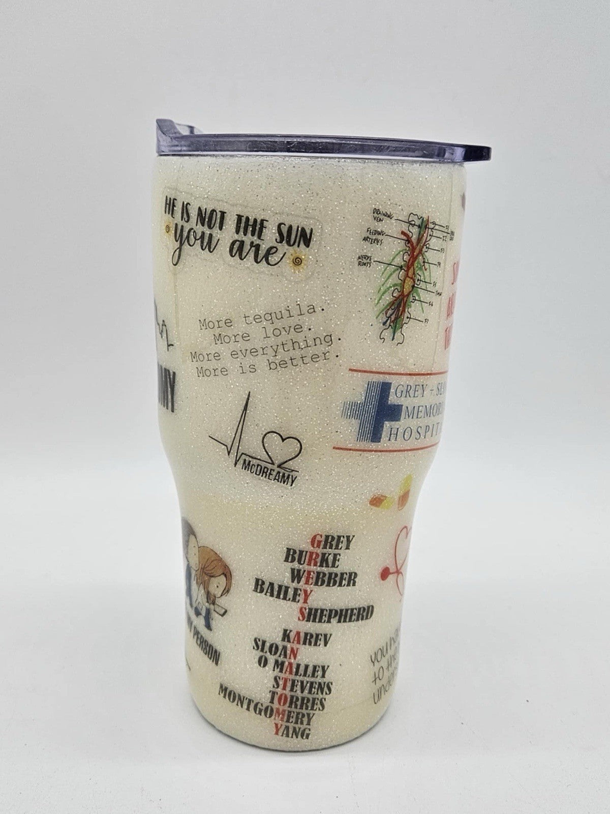 Grey's Anatomy Custom Tumbler 30oz Doctor Nurse Gift Sparkle Rare