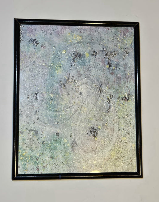Vintage Abstract Mixed Media Textured Framed Original Painting Signed 16x20