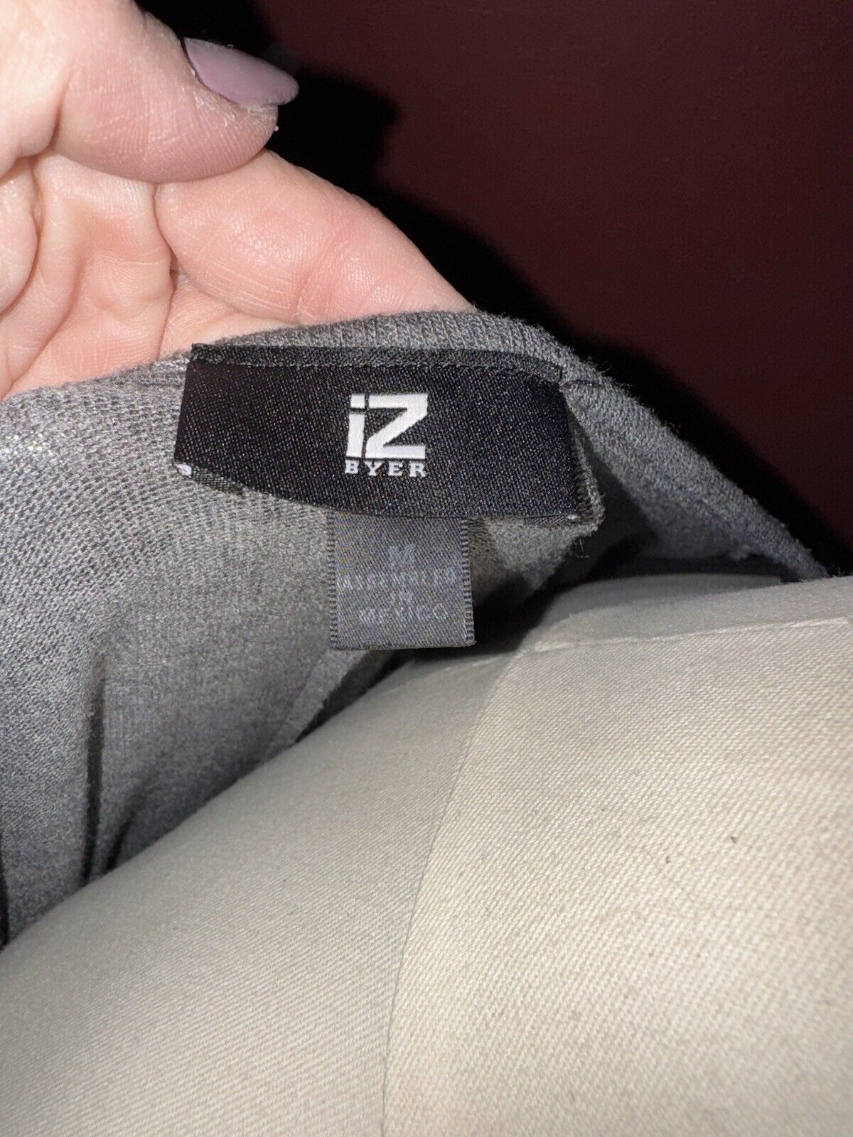 IZ BYER Grey Ribbed w/ Black Laced Top ~ Sz M