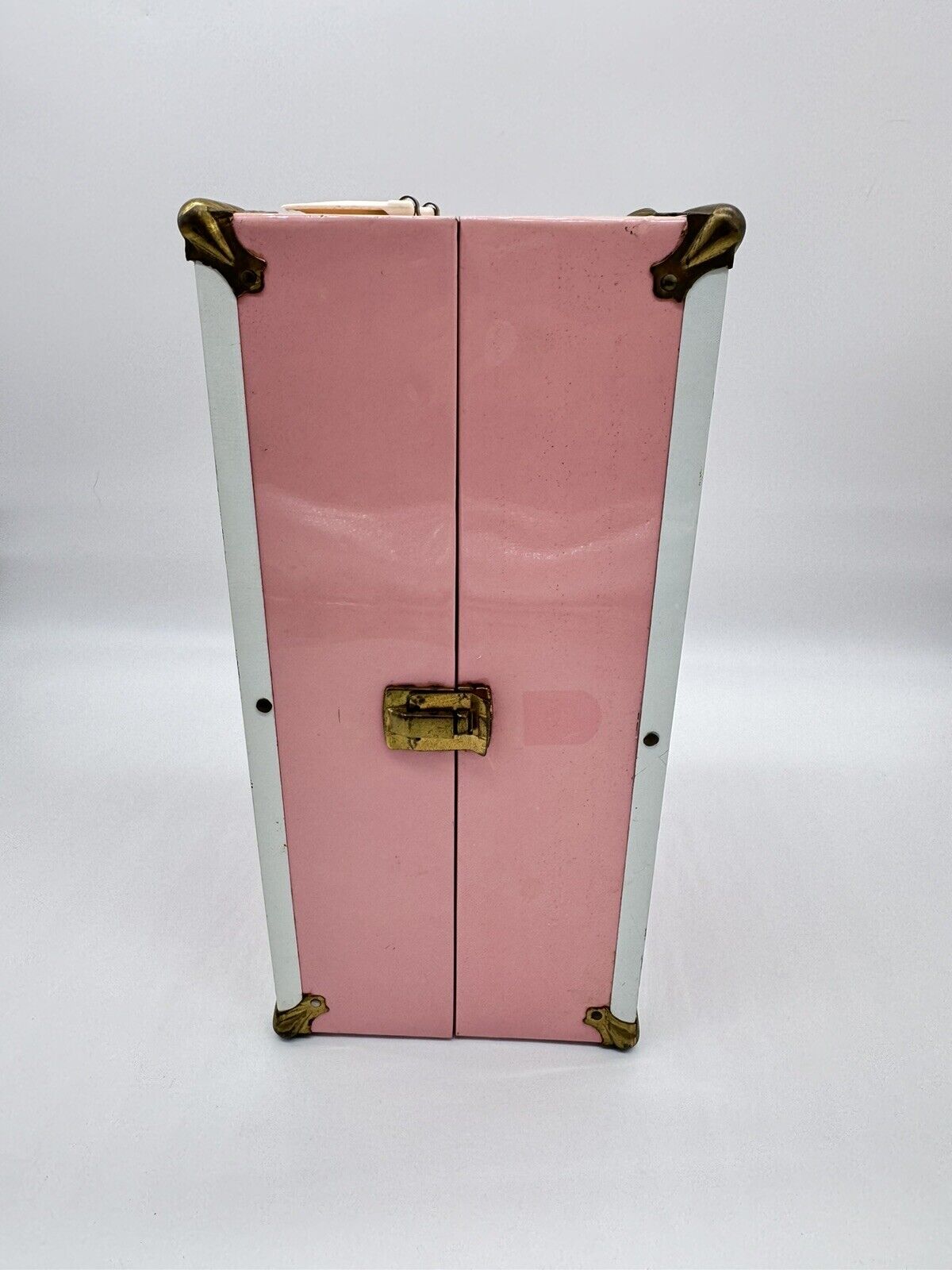 Vintage ATCO Pink Metal Large Doll Wardrobe Clothing Trunk Carrying Case 10”x 6"
