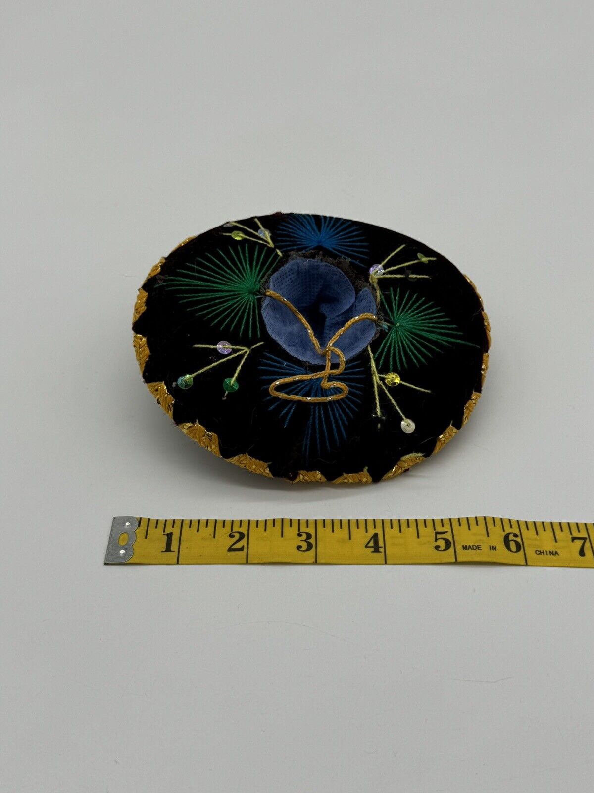 Sombrero Mariachi Hat Black Velvet With Sequins Made In Mexico 5” Wall Decor 005