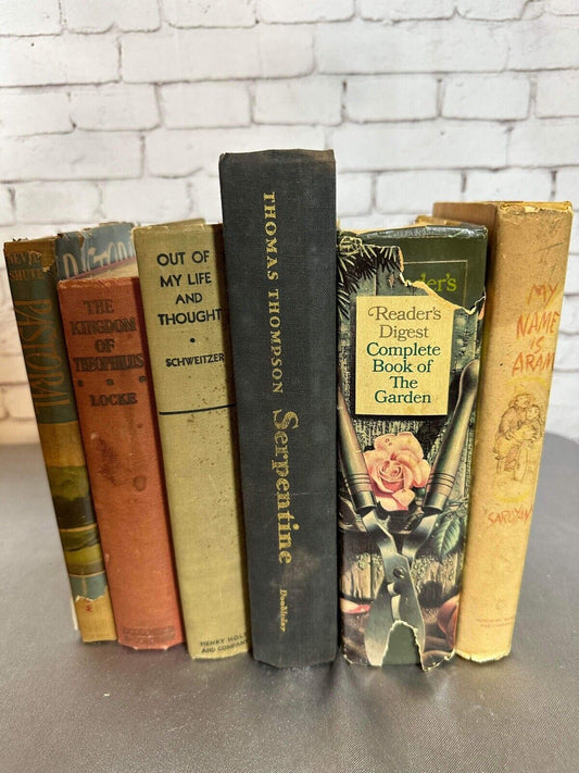 Lot Of 6 Antique Vintage Books Lot Various Colors Prop Decor Stack Staging Aged