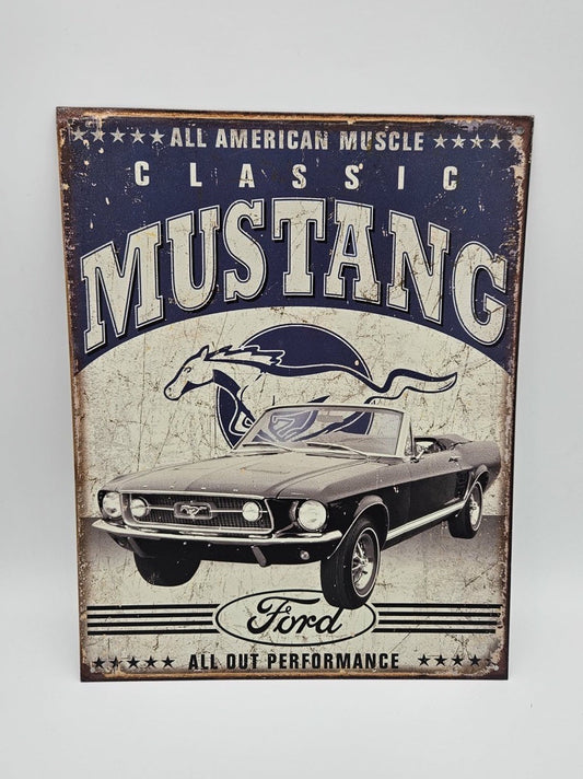 Mustang Ford All Out Performance Tin Sign Garage Workshop Decor