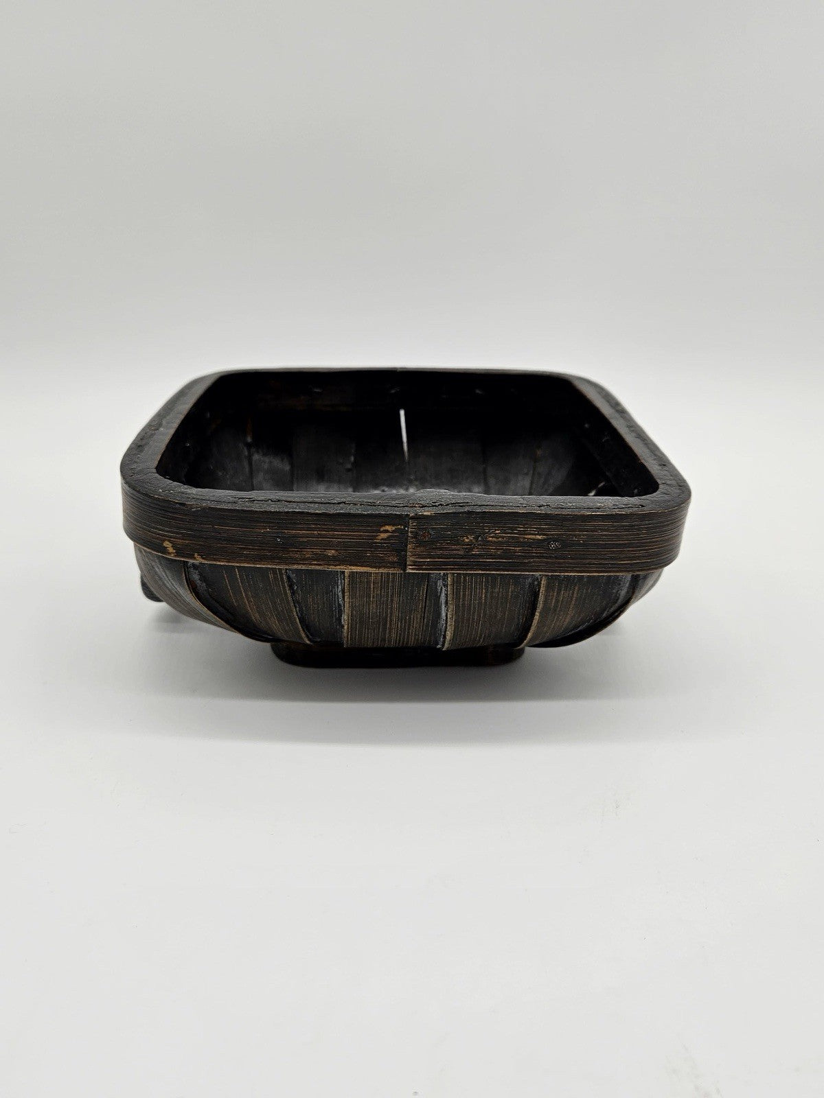Vintage Wooden Planter Box with Iron Ring Handles Rustic Farmhouse