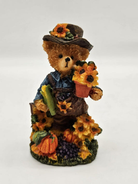Sunflower Bear in a Brown Hat - Resin