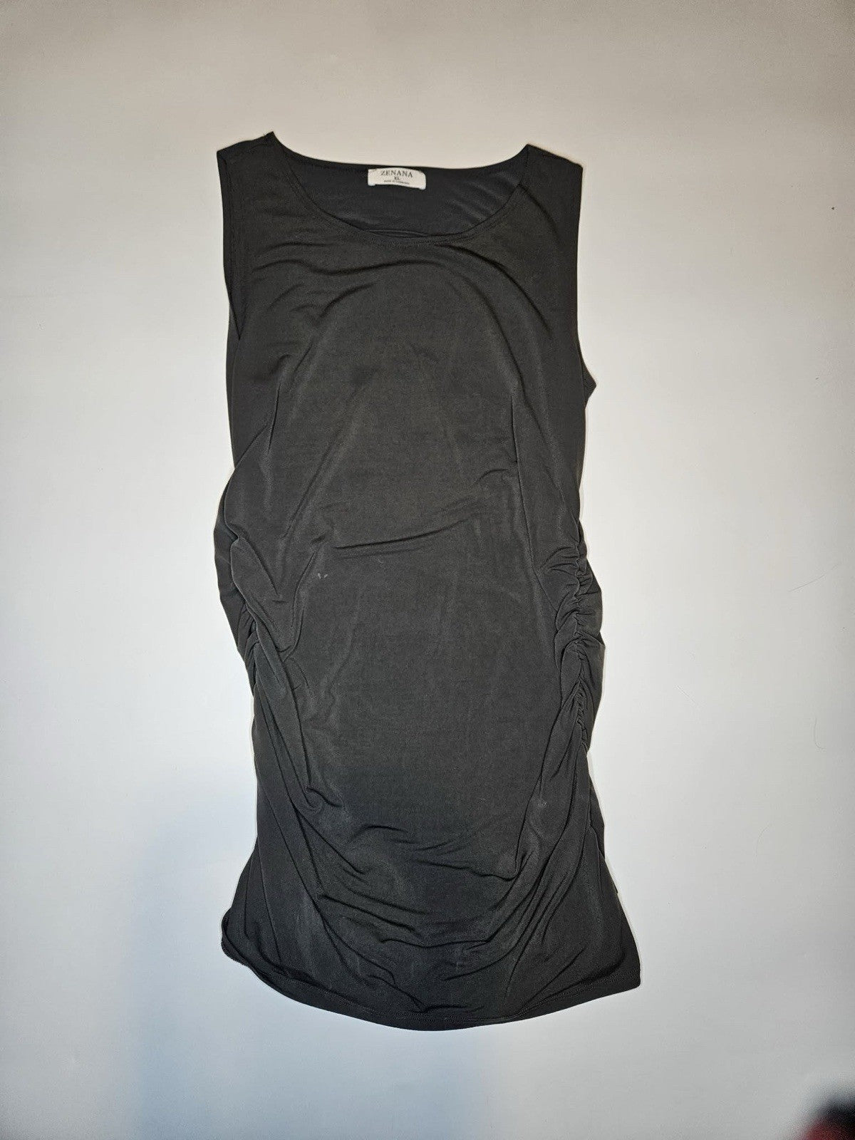 Zenana Women’s Black Ruched Sleeveless Tank Top XL Stretch