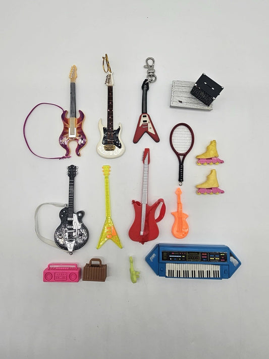 Barbie Doll Music Accessories Lot Guitars Keyboard Skates Boombox