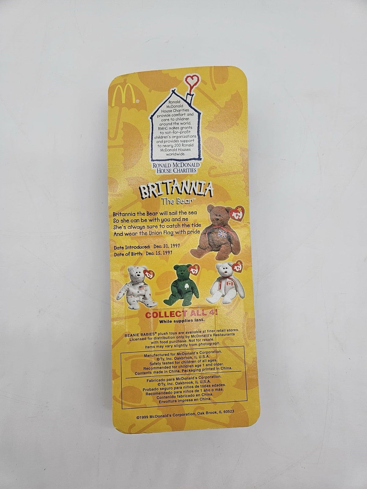 TY Erin, Britannia, Glory, & Maple The Bear 1999 Retired Plush Toy, McDonalds