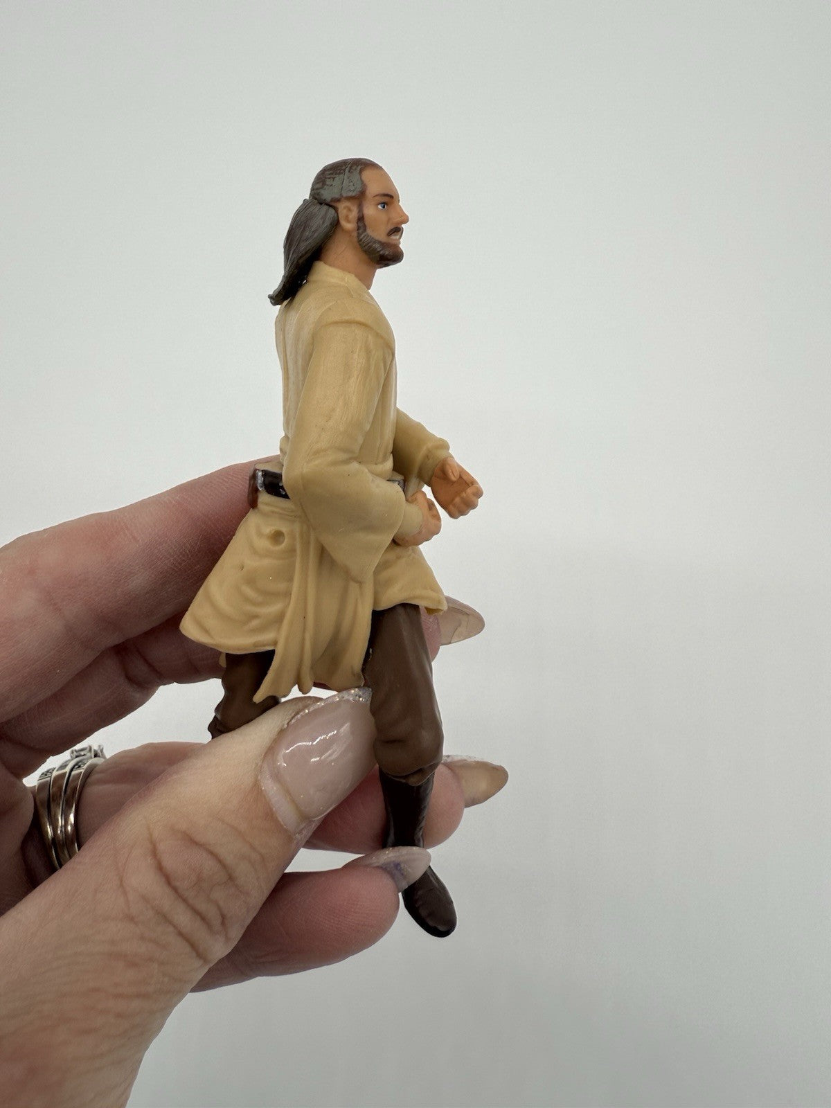 Star Wars Qui Gon Jinn 1996 Vintage Jedi Hero Hasbro Toy Liam Neeson 4" #33