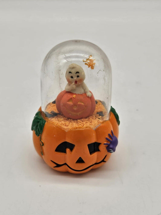 Vintage Halloween Jack o Lantern Pumpkin Ghost Snow globe CUTE