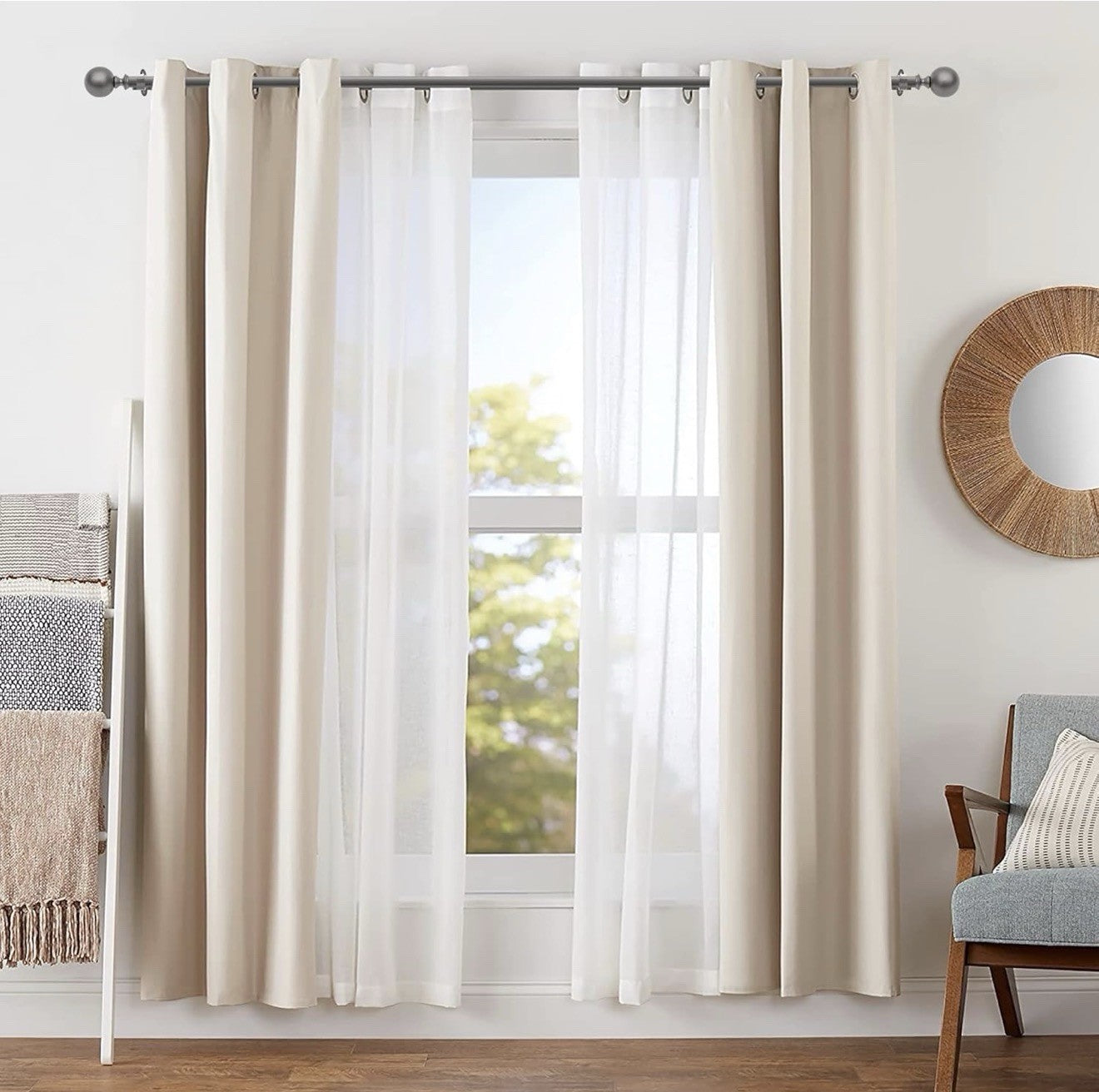 Deco Window 1 Pc 36”-66” Extendable Double Curtain Rod with Bracket