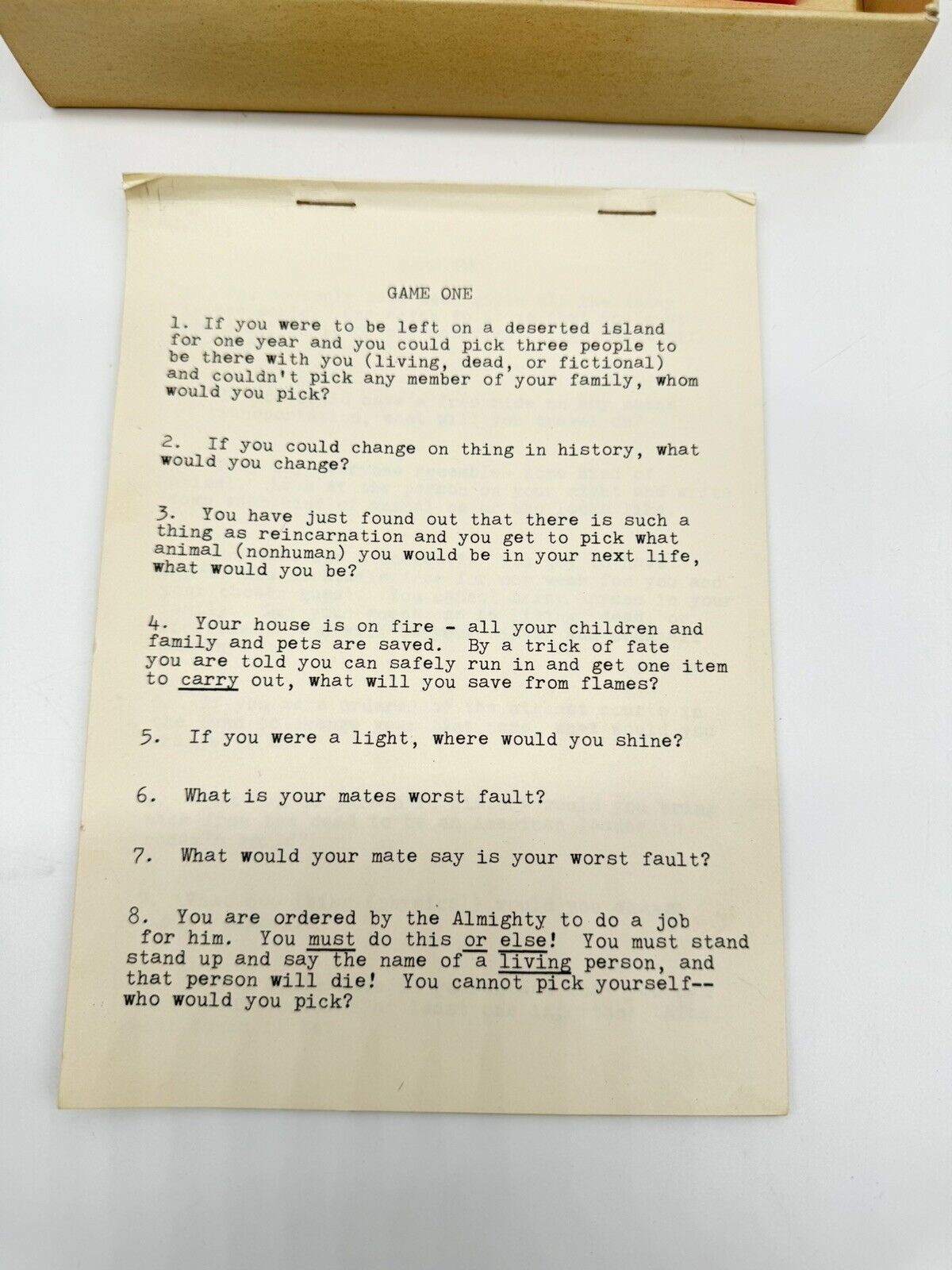 Vintage 1968 Diane Roger Game- WHAT IF ????-Hypothetical Questions Teen & Adults