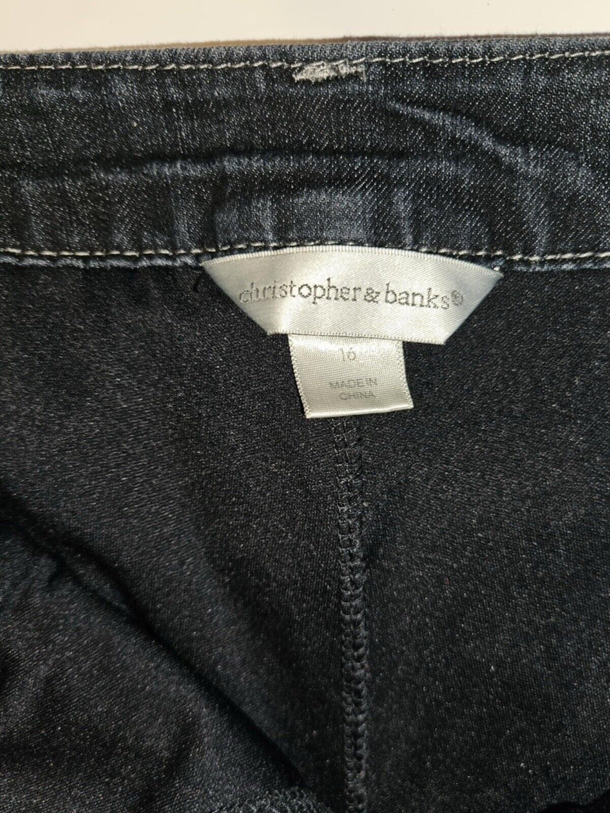 Christopher Banks Denim Jeans Skirt Sz 16 Blue Stretch Embellished Pockets Women