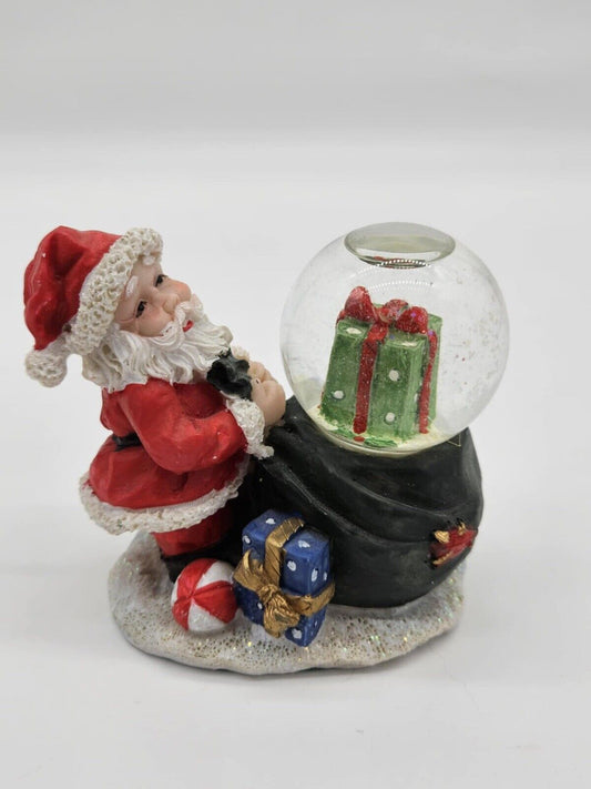 Vintage ‘Kay’s Collection’ Santa Snow Globe w/ Large Gift in the Globe