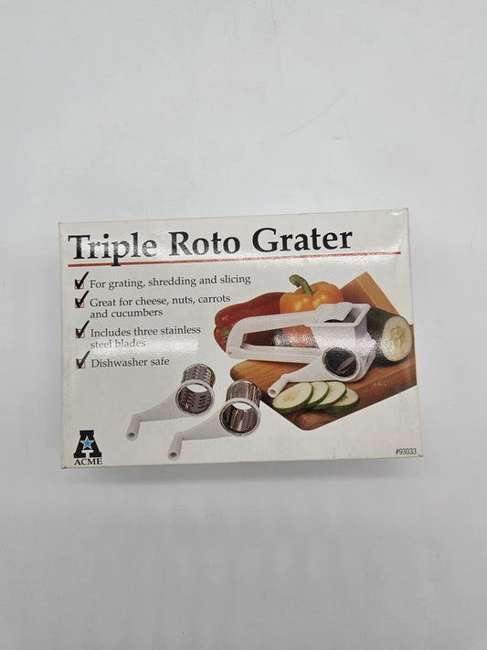 Vintage Hoan Triple Roto Grater 3 Drums & Handle Stainless new Unused