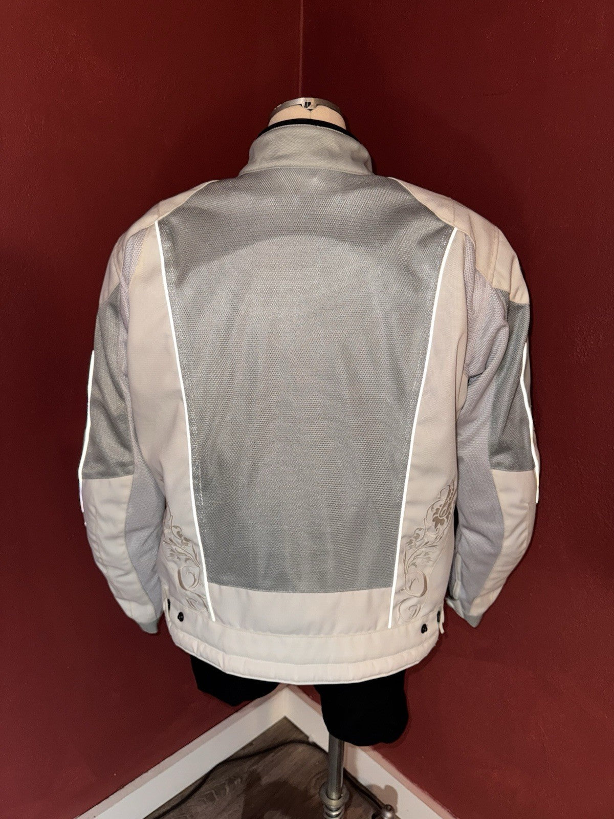 Castle Streetwear Women's Padded Motorcycle Jacket Textile Grey/White Size 12