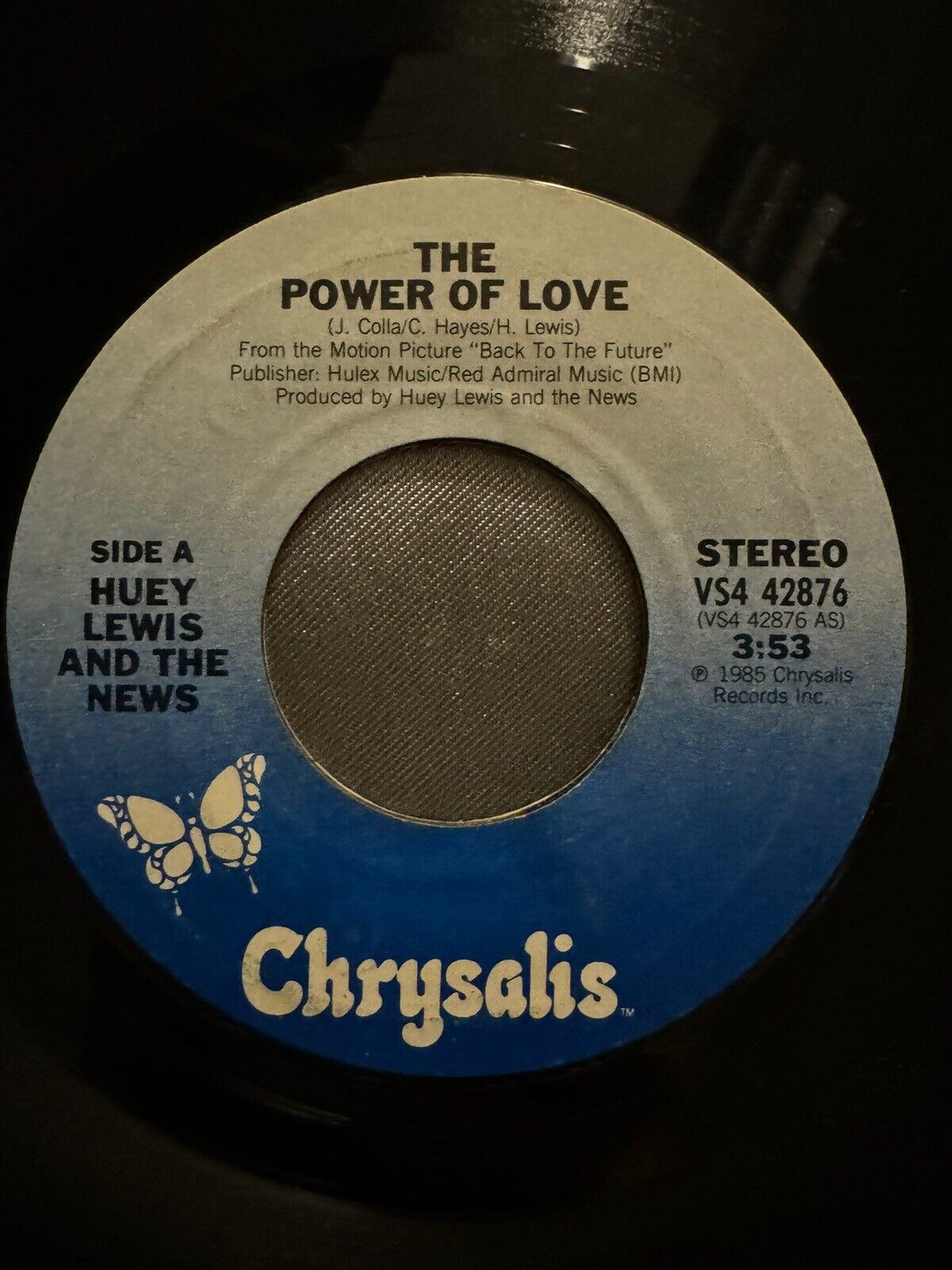 Rock 45 Huey Lewis And The News - Power Of Love / Bad Is Bad On Chrysalis