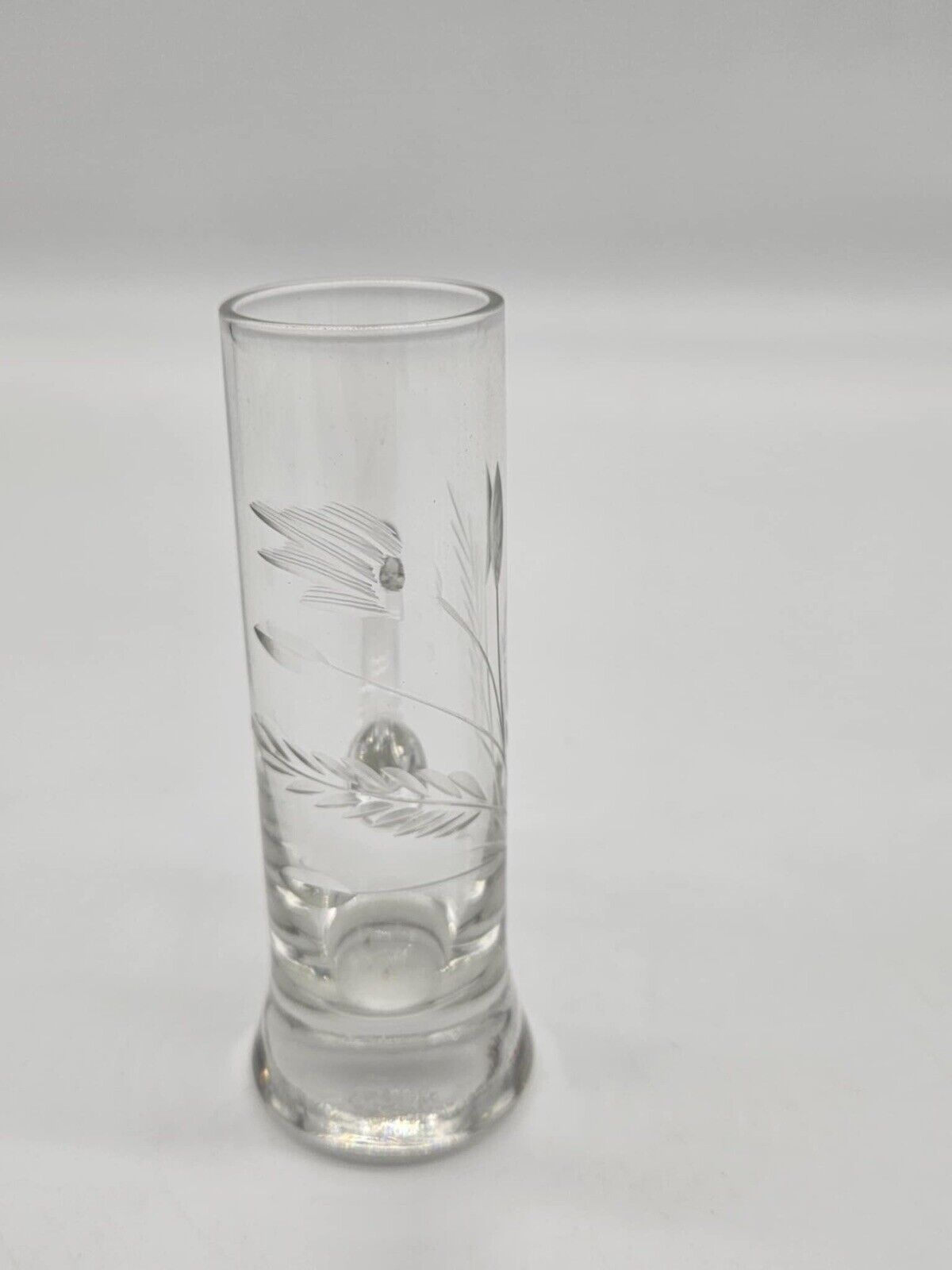 Vtg. Set of 5 Clear Crystal Liqueur/Shot Glasses w/Handles Etched Wheat Design