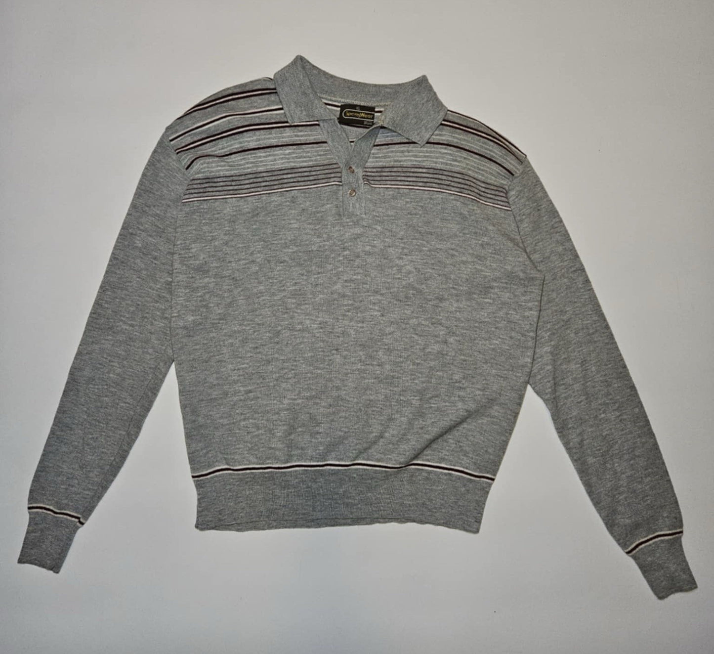 Vintage SportsWear Polo Long Sleeve Shirt Mens XL Striped 70s Disco