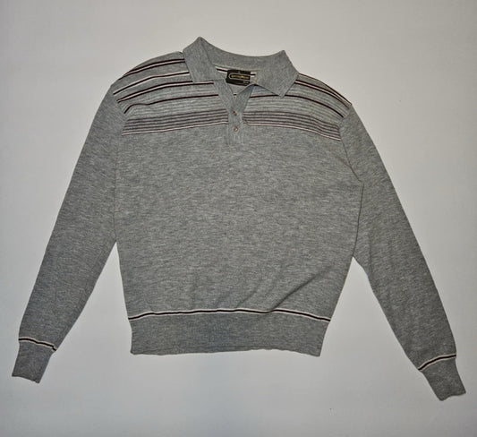 Vintage SportsWear Polo Long Sleeve Shirt Mens XL Striped 70s Disco