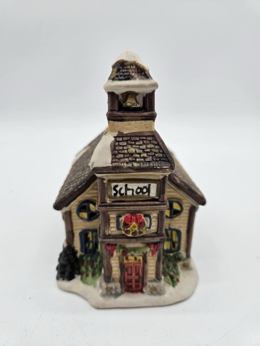 St. Nicholas Square Village Berry wood School House 2001 Christmas 5”x 3”x 4” In
