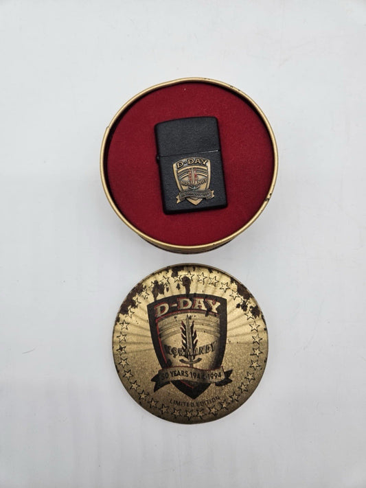 1994 Vintage  Zippo D-Day Normandy 50th Anniversary Cigarette Lighter in Tin Box