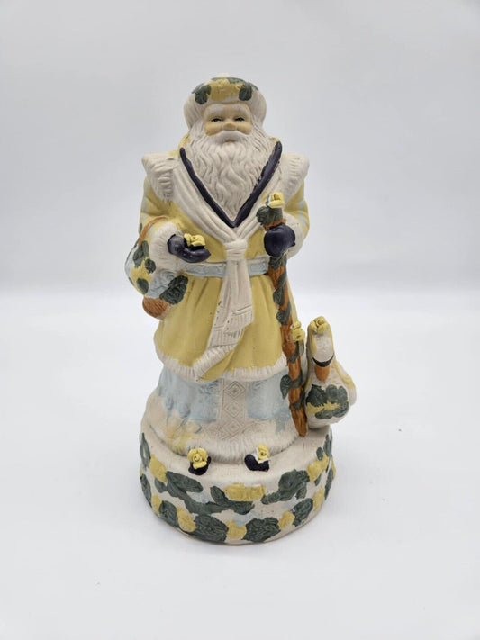 Music Box Victorian Santa Claus Cream Outfit Swan Figurine Porcelain