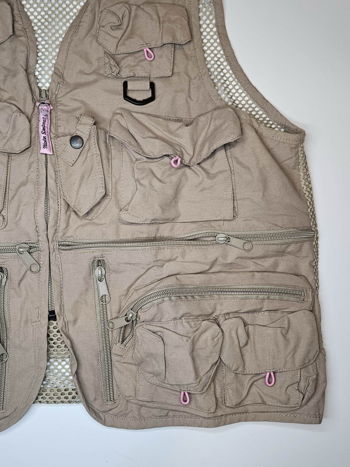 Master Sportswoman Women’s Fishing Vest Khaki Mesh Utility Outdoor Sz L