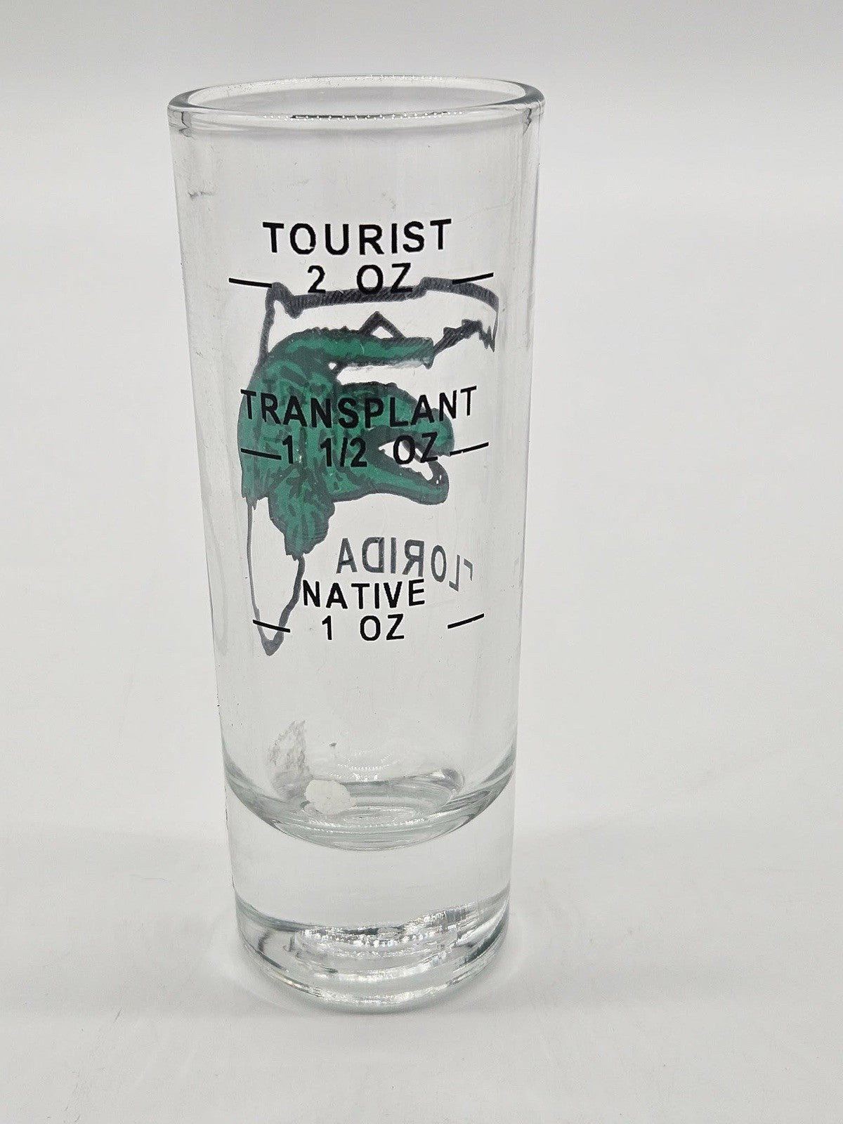 Vintage Florida Alligator Tourist Transplant Native Shot Glass 4"