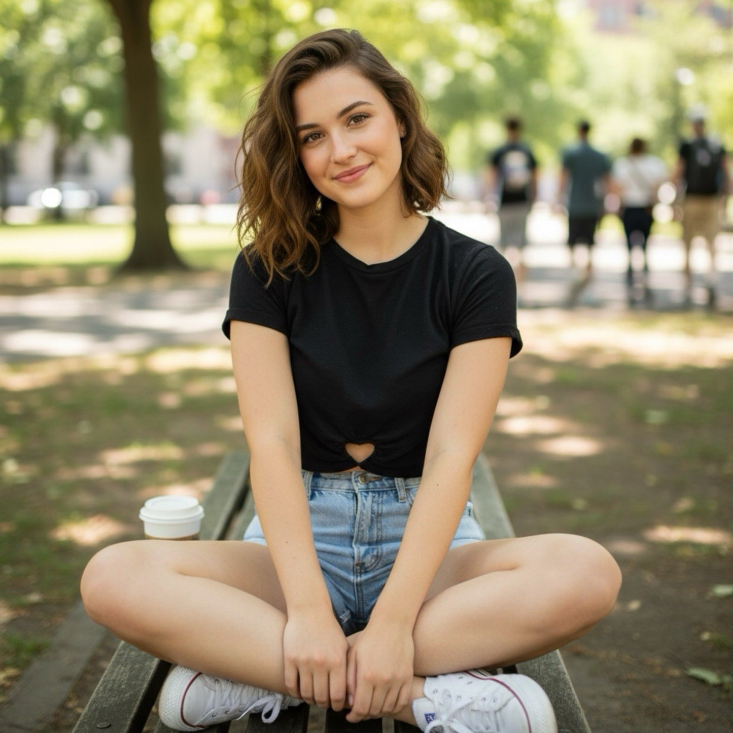 Black Heart Cutout Crop Top Tee – Size XL