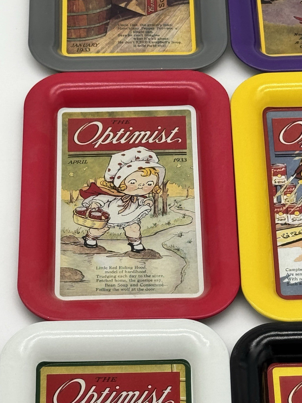 Lot of 6 Vintage Campbell Soup The Optomist Coin Trays