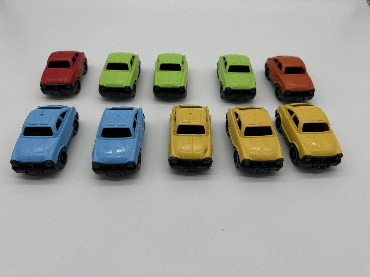 Lot of 10 Green Toys Mini Car 4” Miniature GT Yellow, Red, Blue & Green