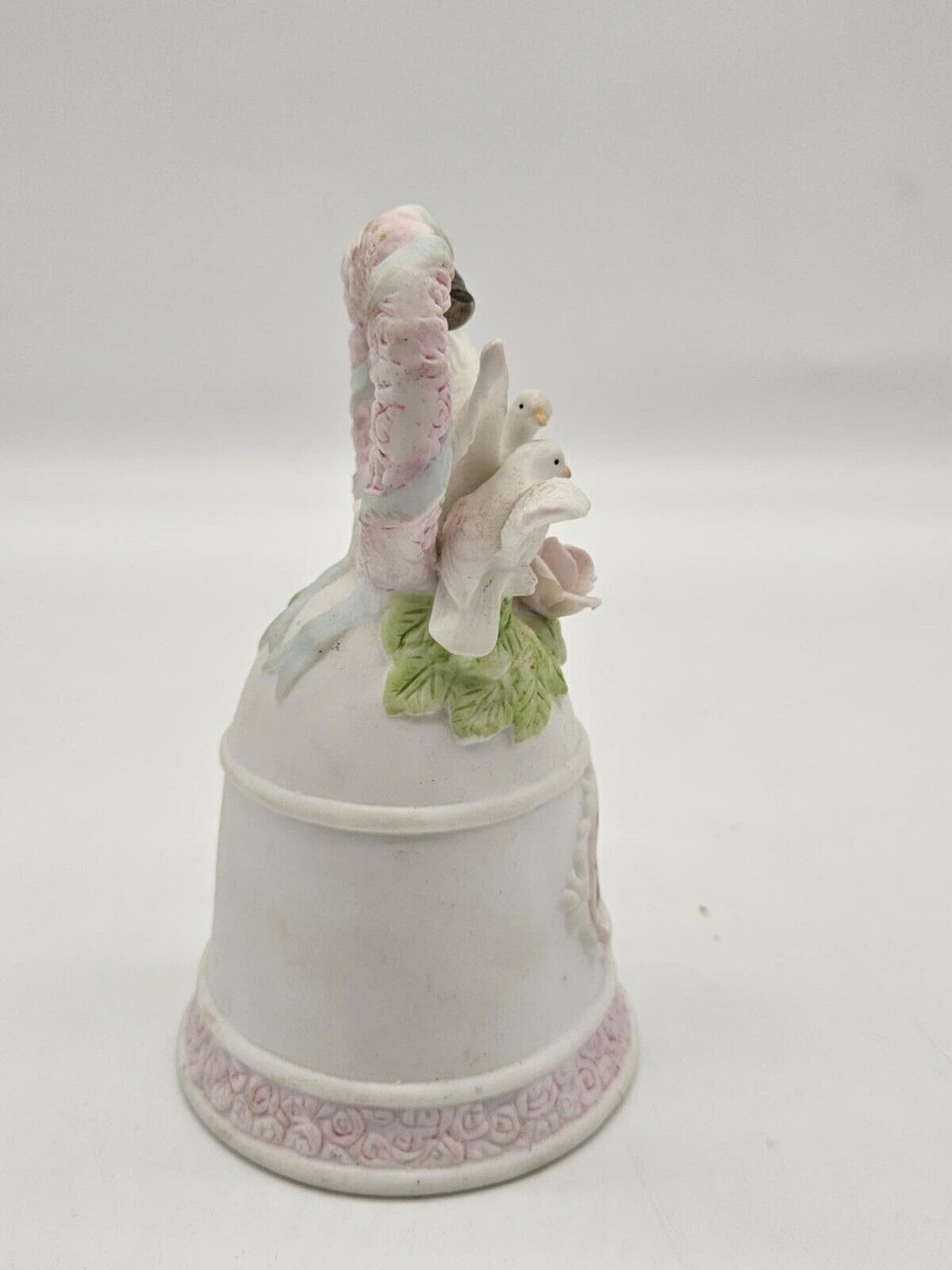 Vintage Lefton Ceramic Bell 25th Wedding Anniversary Silver Accent Bells 1991