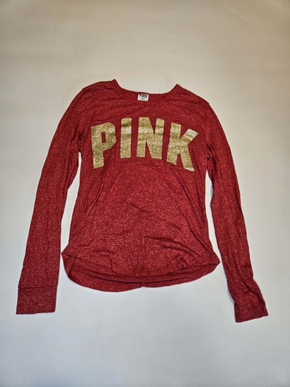 PINK Victoria’s Secret Red Long Sleeve Logo Top Women’s M
