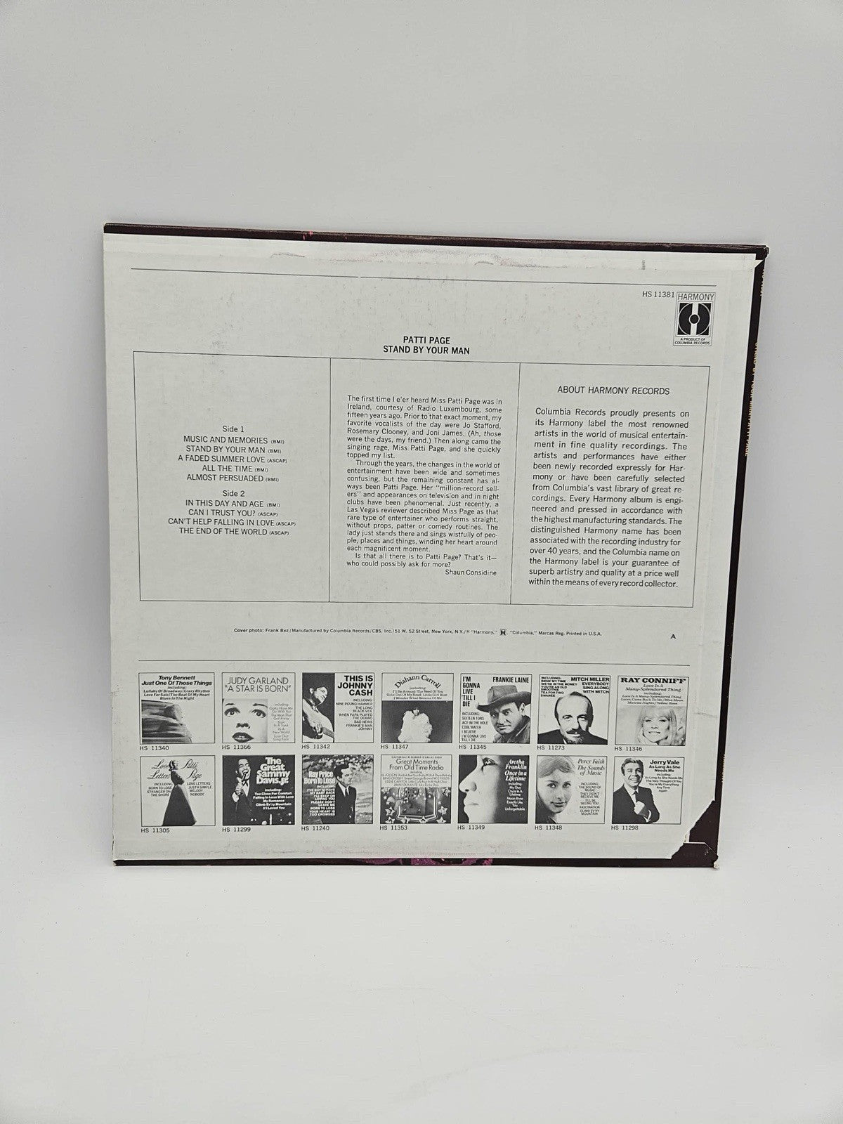 PATTI PAGE STAND BY YOUR MAN HS-11381 LP VINYL RECORD